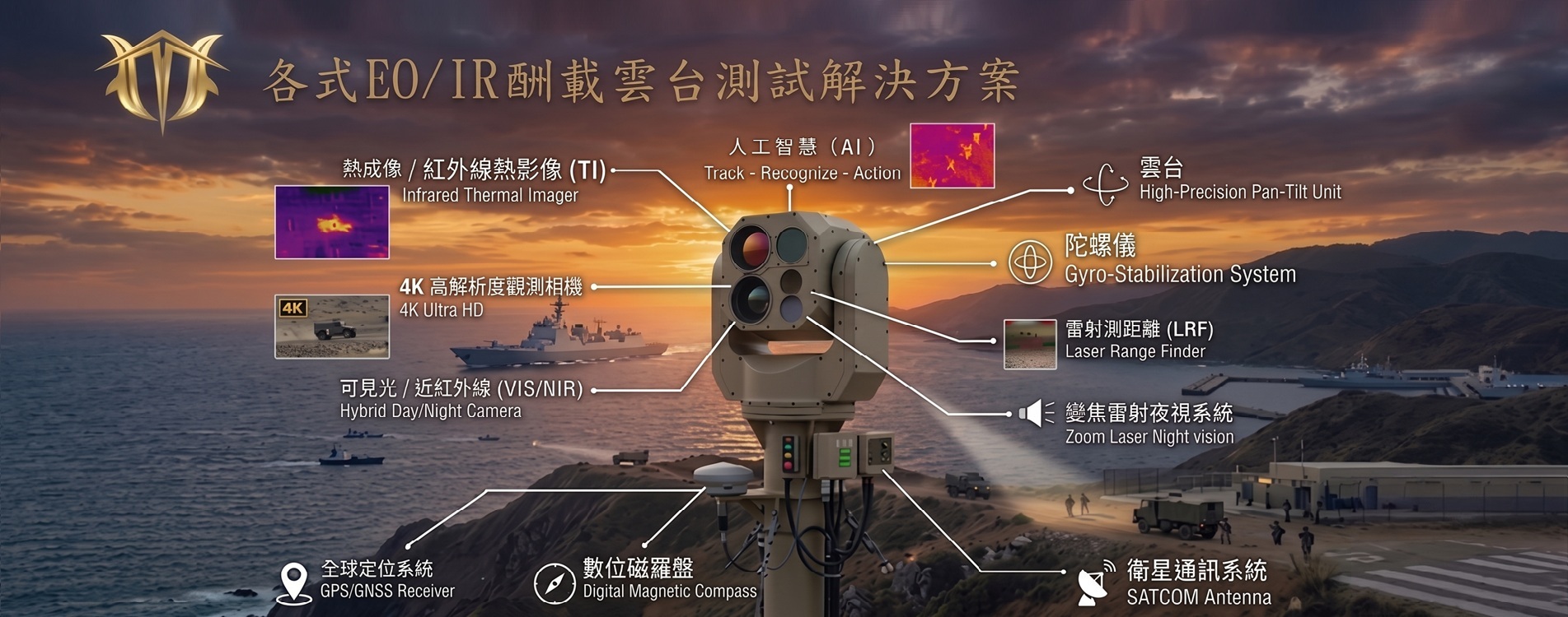 完整EO/IR酬載雲台測試方案 完整EO/IR酬載雲台測試方案